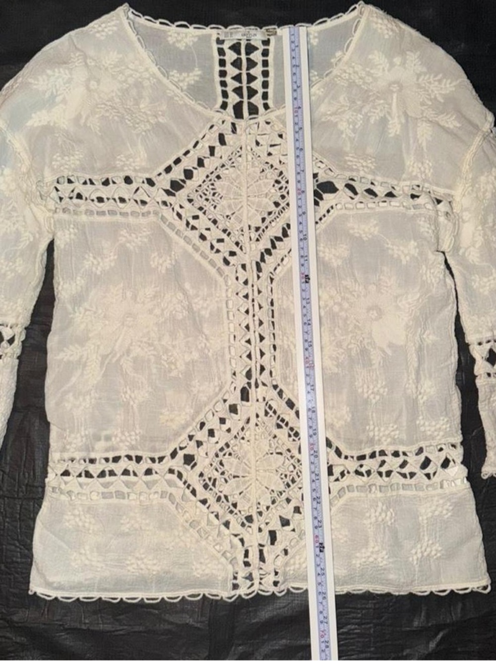 Crochet Lace Tunic Top - Grifflin Paris Size M/L - Picture 2 of 6